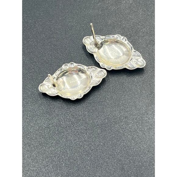 Native American Navajo Vintage Sterling Silver Domed Ornate Pierced‎ Earrings - Picture 5 of 7